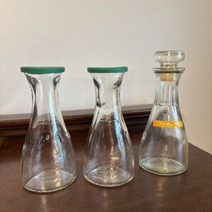 3 - Good Seasons Oil Vinegar Salad Dressing Maker Bottles Cruets Green Lids